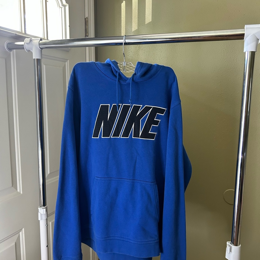 Vintage Nike Blue Sweatshirt with Cozy Fleece and Hood